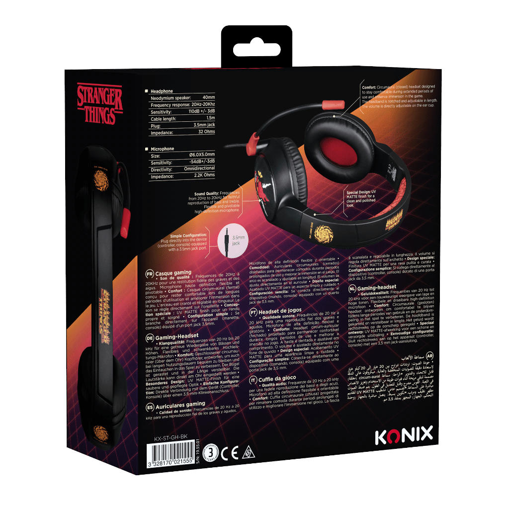Casque Gaming Konix Stranger Things – Motif Hellfire Club