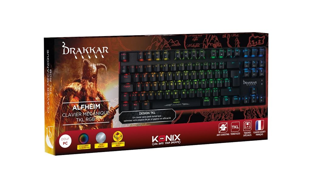 Clavier Gaming Konix Drakkar Alfheim TKL Mécanique AZERTY
