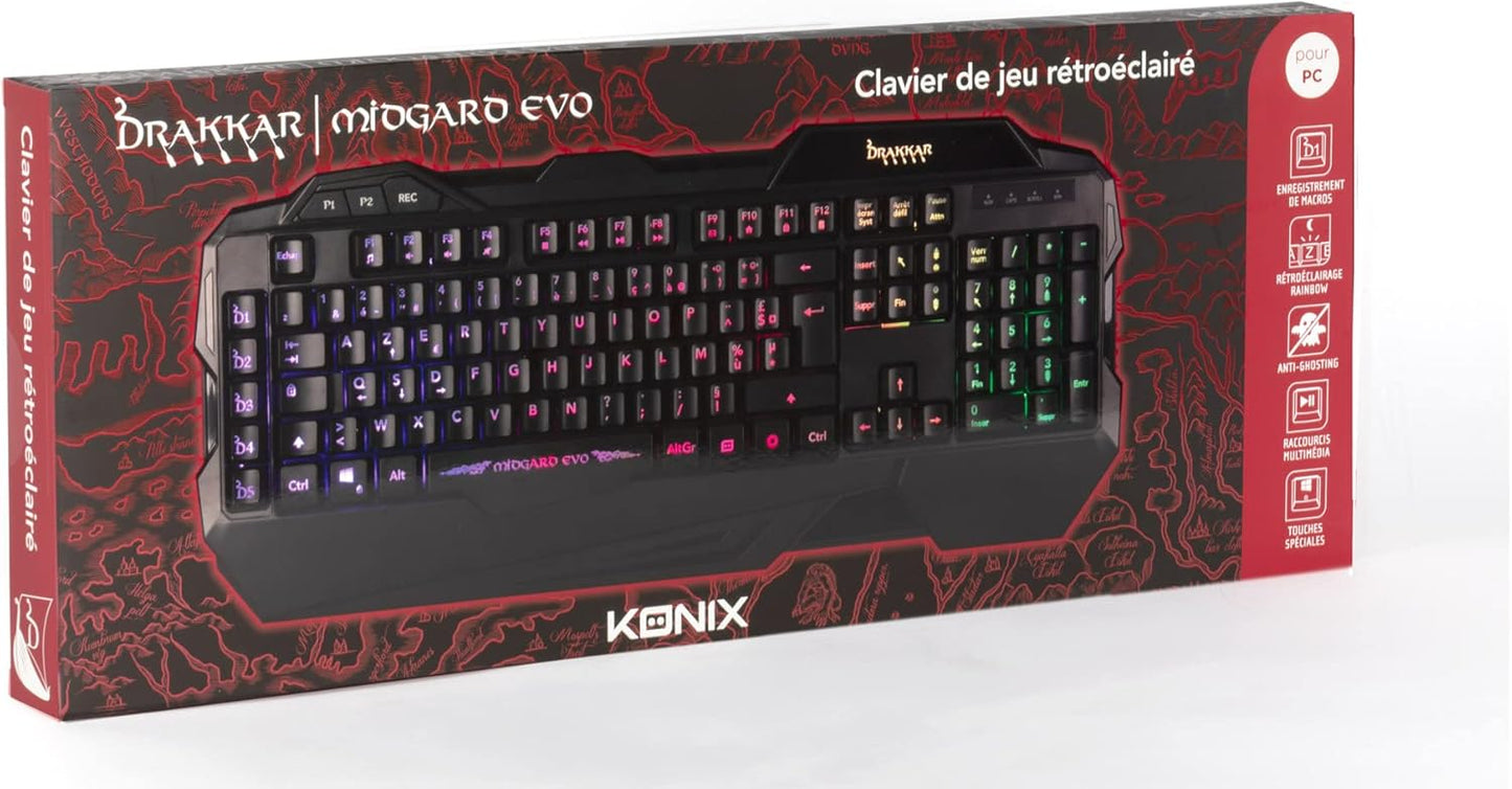 Clavier Konix Drakkar Midgard Evo AZERTY – Membrane RGB