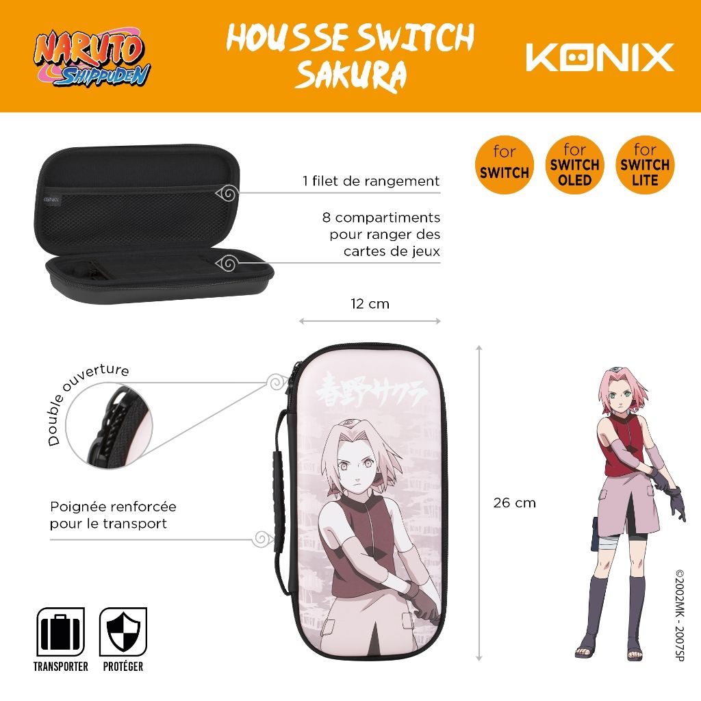 Sac de transport Konix Naruto Sakura | Naruto – pour Nintendo Switch & accessoires