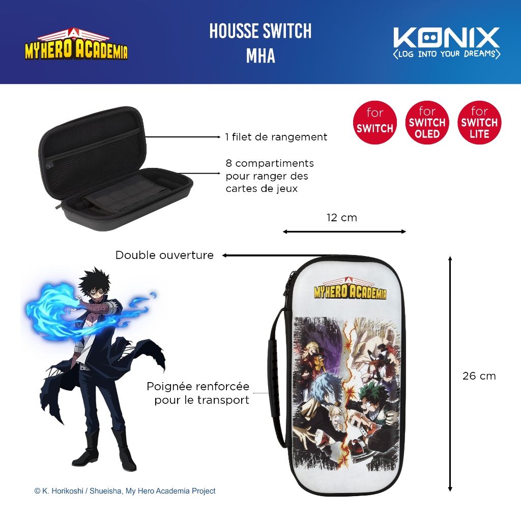 Sac de transport Konix My Hero Academia White | My Hero Academia – pour Nintendo Switch & accessoires