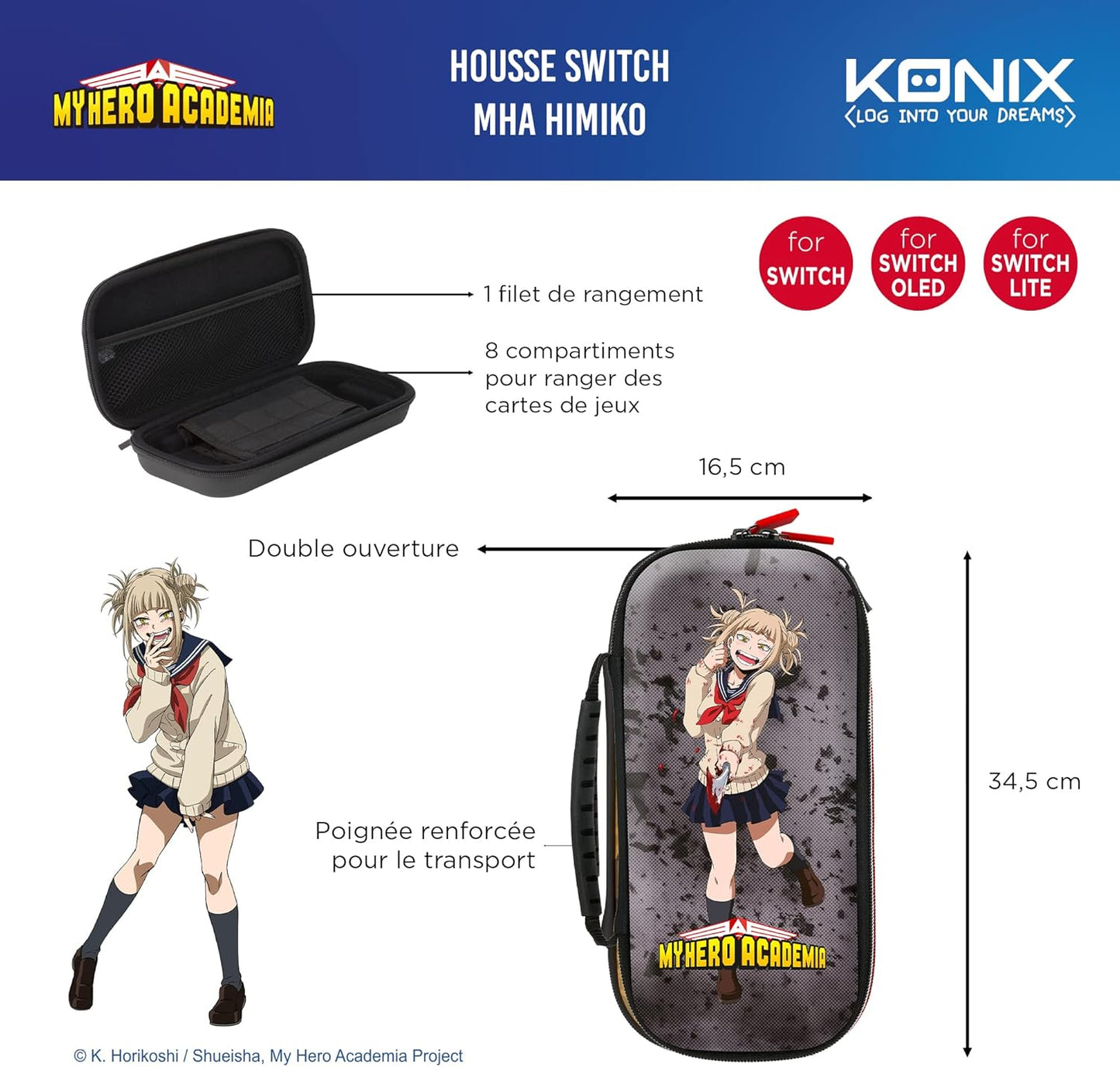 Sac de transport Konix My Hero Academia Grey| My Hero Academia – pour Nintendo Switch & accessoires