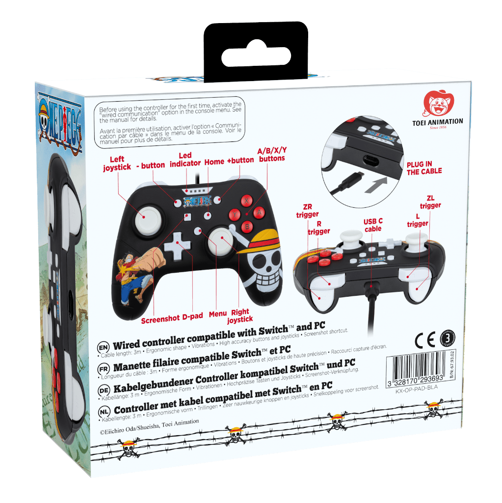 Manette Filaire Konix One Piece Luffy pour Switch et PC