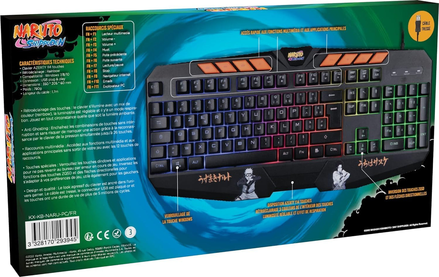 Clavier Gaming Konix Naruto Shippuden – AZERTY – Rétroéclairé RGB