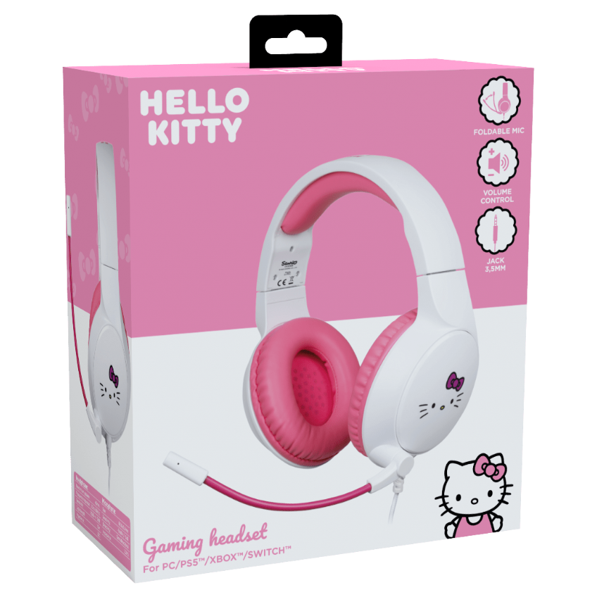 Casque Gaming Konix Hello Kitty Filaire – PC, PS4, PS5, Switch, Xbox | Blanc/Rose