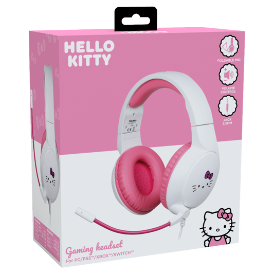 Casque Gaming Konix Hello Kitty Filaire – PC, PS4, PS5, Switch, Xbox | Blanc/Rose