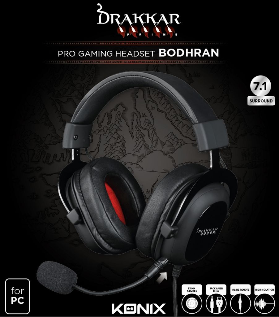 Casque Gaming Filaire Konix Drakkar Bodhran – PC | Noir