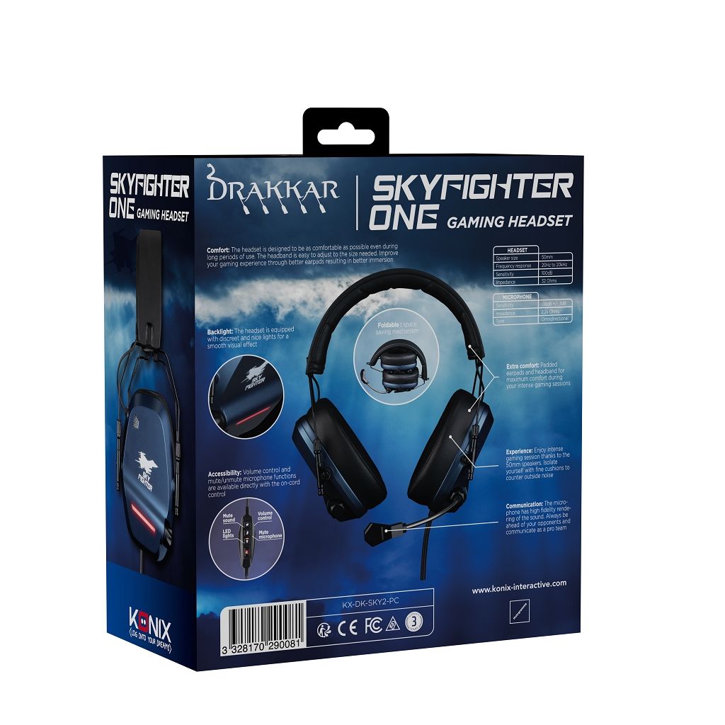 Casque Gaming Konix Skyfighter One – PC USB et LED