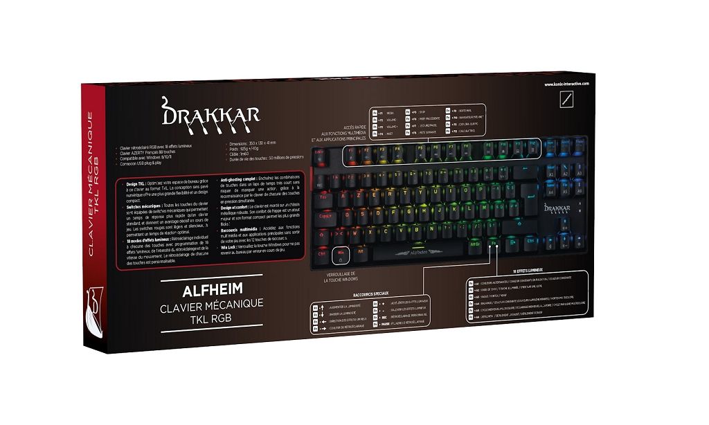 Clavier Gaming Konix Drakkar Alfheim TKL Mécanique AZERTY