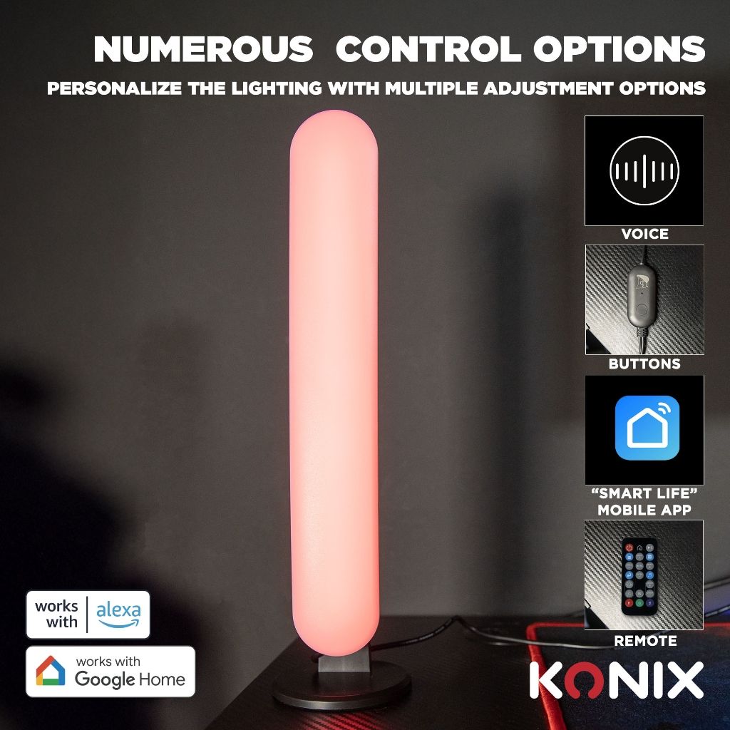 Barres Lumineuses Gaming Konix Flame 30 cm – LED RGBIC | Alexa & Google Home