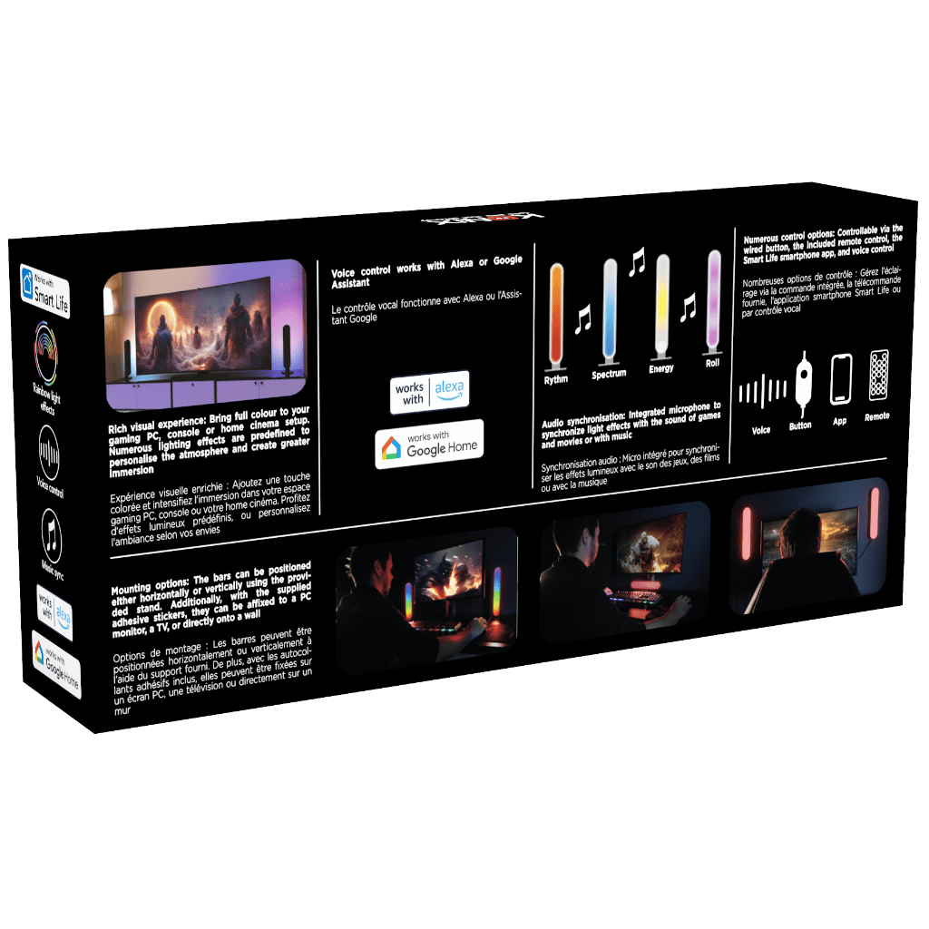 Barres Lumineuses Gaming Konix Flame 30 cm – LED RGBIC | Alexa & Google Home