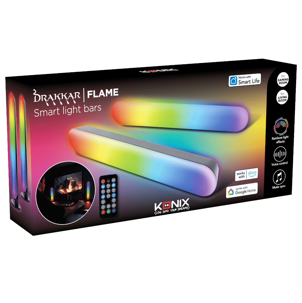 Barres Lumineuses Gaming Konix Flame 30 cm – LED RGBIC | Alexa & Google Home