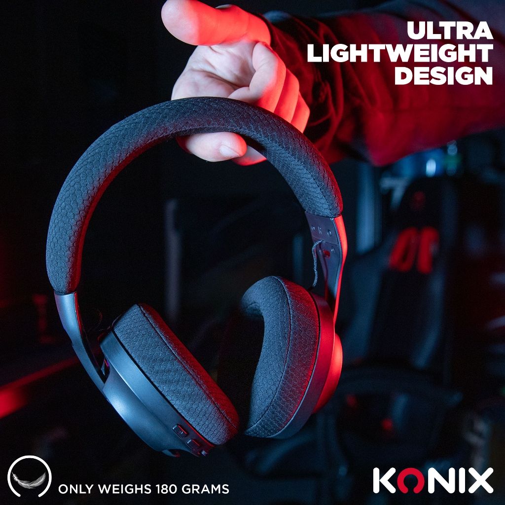 Casque Gaming Konix Pulsar Ultraléger 180 g – PC | Bluetooth, USB & Type - C – Noir