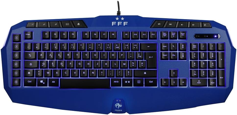 Clavier Gaming Filaire Konix FFF AZERTY Rétroéclairé Bleu