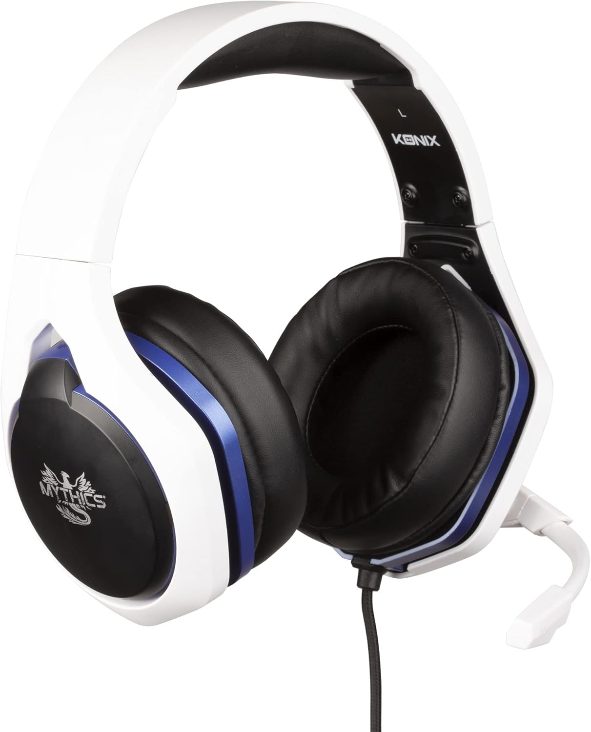 Casque Gaming Konix Mythics Hyperion Filaire 50 mm – PS5 | Blanc & Noir