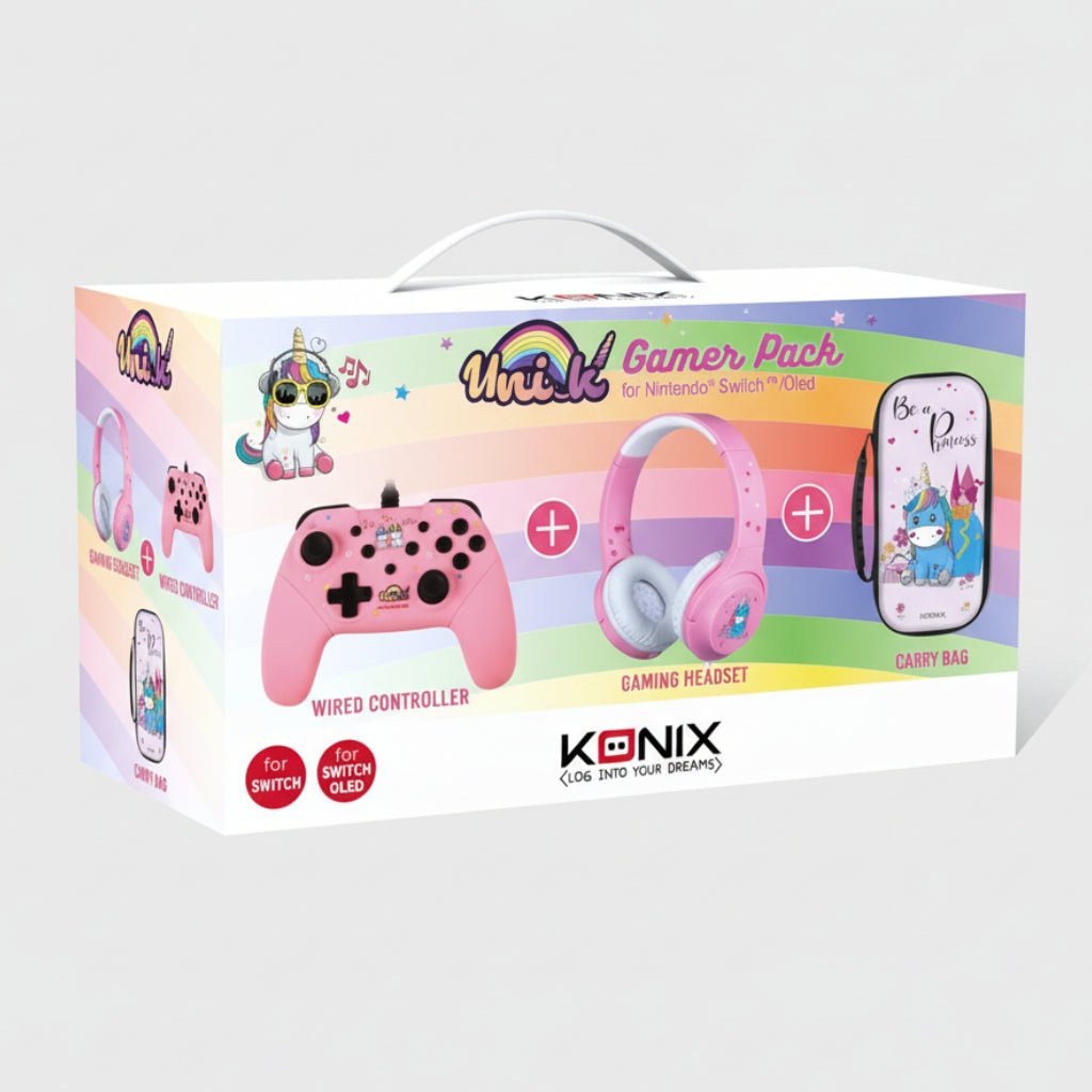 Pack Accessoires Konix Unik Gamer Switch Licornes Rose