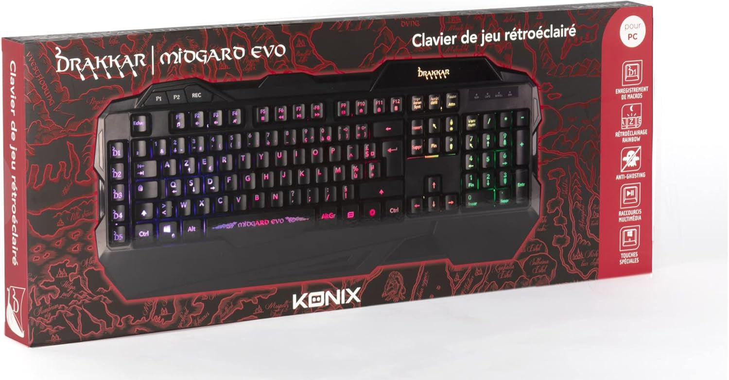 Clavier Konix Drakkar Midgard Evo AZERTY – Membrane RGB