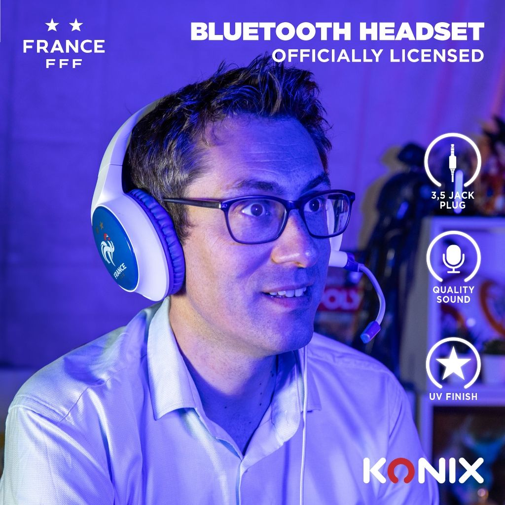 Casque Gaming Filaire Konix FFF – PC, PS4, PS5, Switch & Xbox | Blanc et Bleu