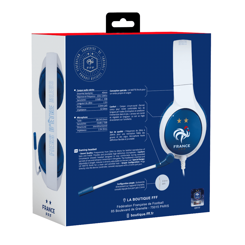 Casque Gaming Filaire Konix FFF – PC, PS4, PS5, Switch & Xbox | Blanc et Bleu