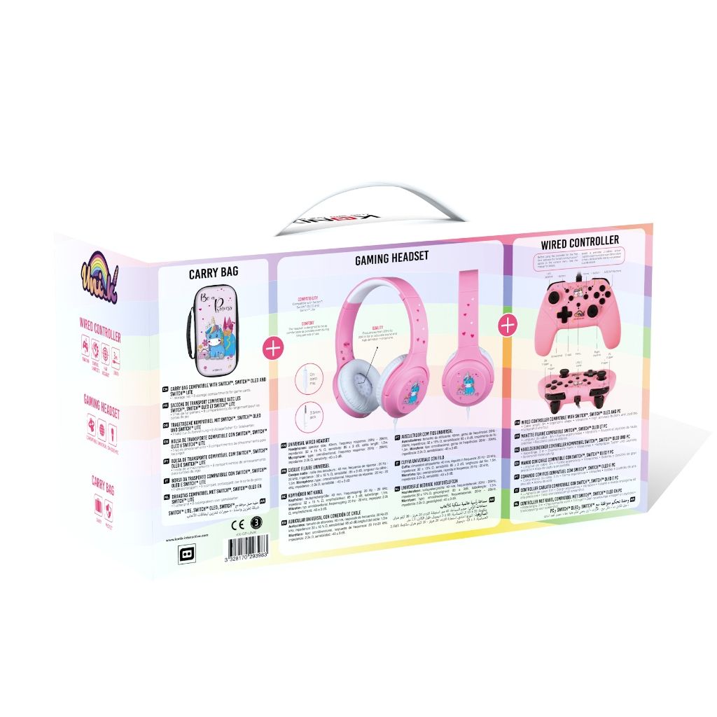 Pack Accessoires Konix Unik Gamer Switch Licornes Rose