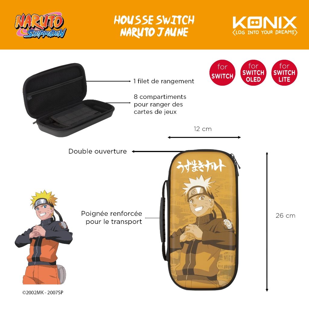 Sac de transport Konix Naruto Yellow | Naruto – pour Nintendo Switch & accessoires
