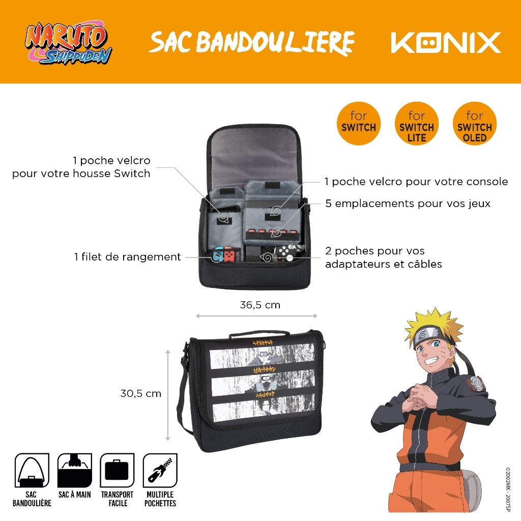 Accessoire Konix – Naruto Switch Messenger Bag Orange – Naruto – pour Switch et mobile – Collection