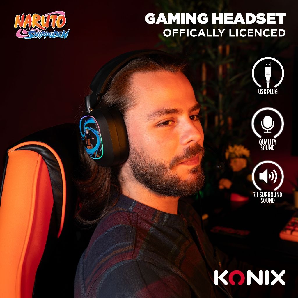 Casque Gaming Konix Naruto Shippuden 7.1 USB PC – Noir
