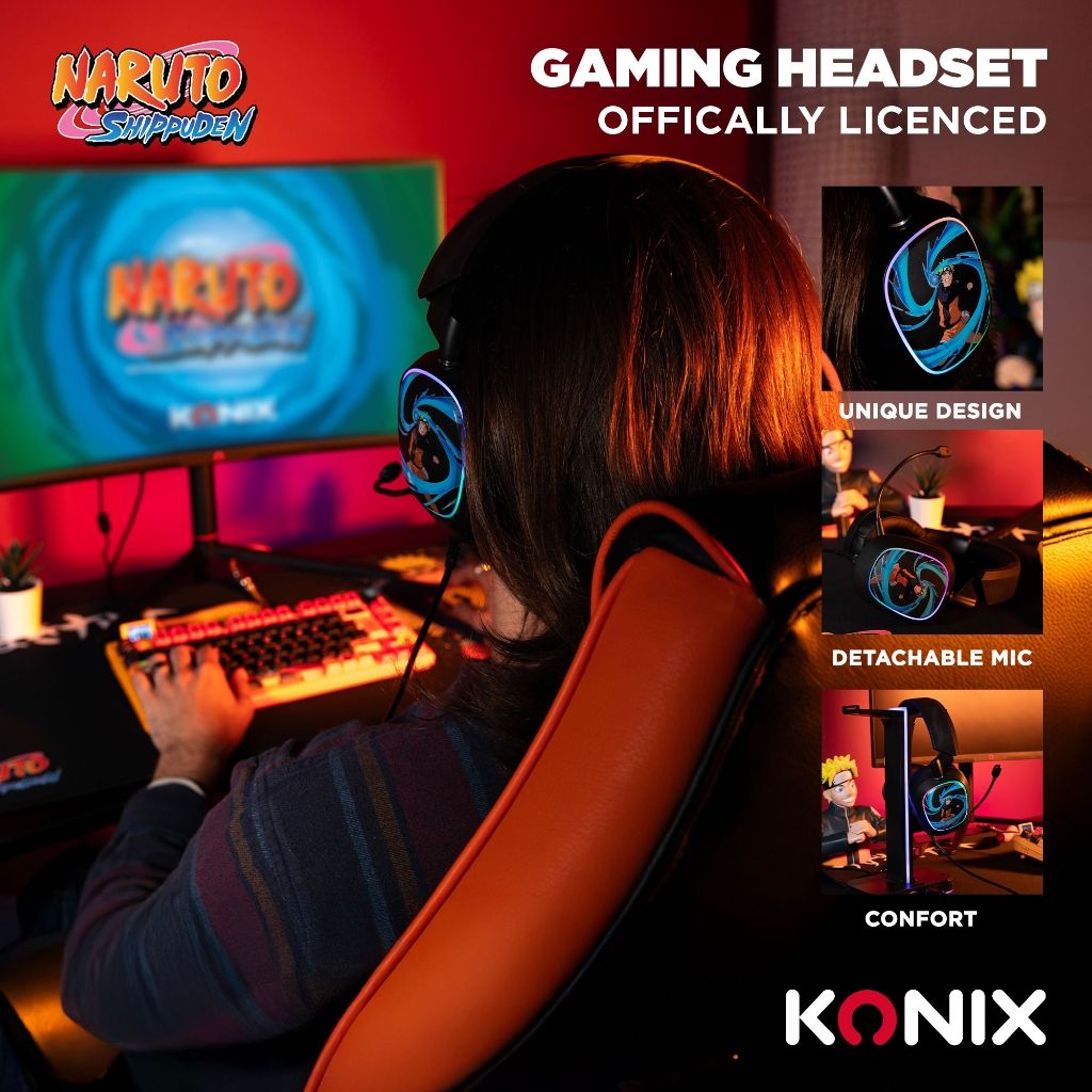 Casque Gaming Konix Naruto Shippuden 7.1 USB PC – Noir