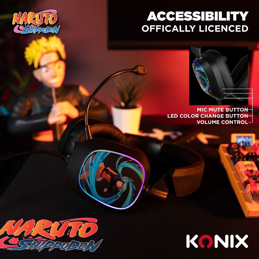 Casque Gaming Konix Naruto Shippuden 7.1 USB PC – Noir