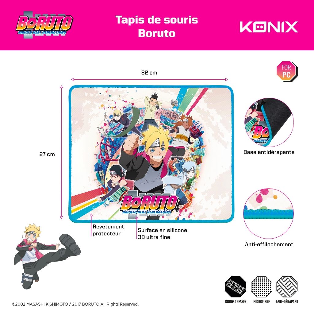 Tapis de souris Konix Boruto World – Boruto – pour PC et consoles