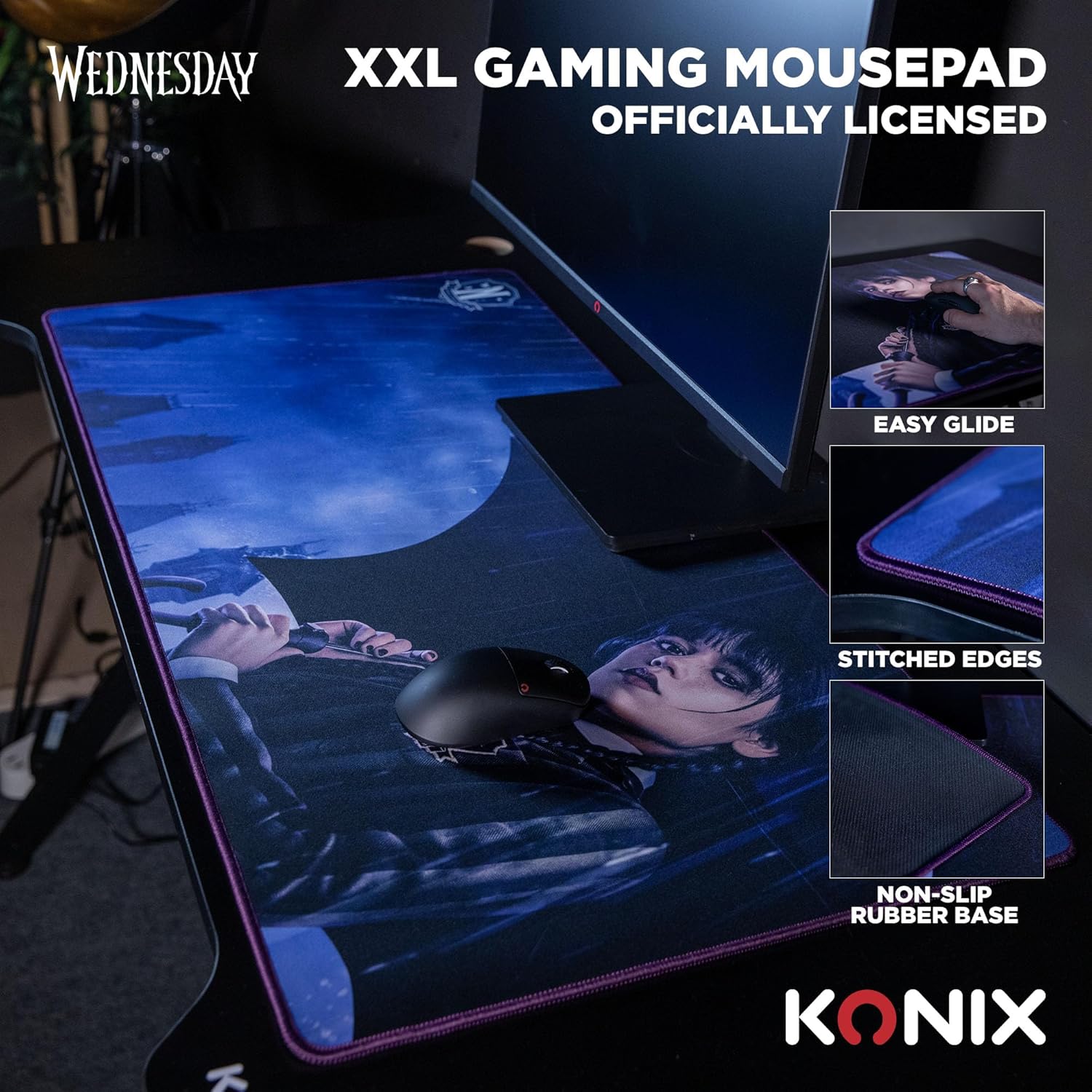 Tapis de Souris Konix Wednesday XXL | PC & Consoles