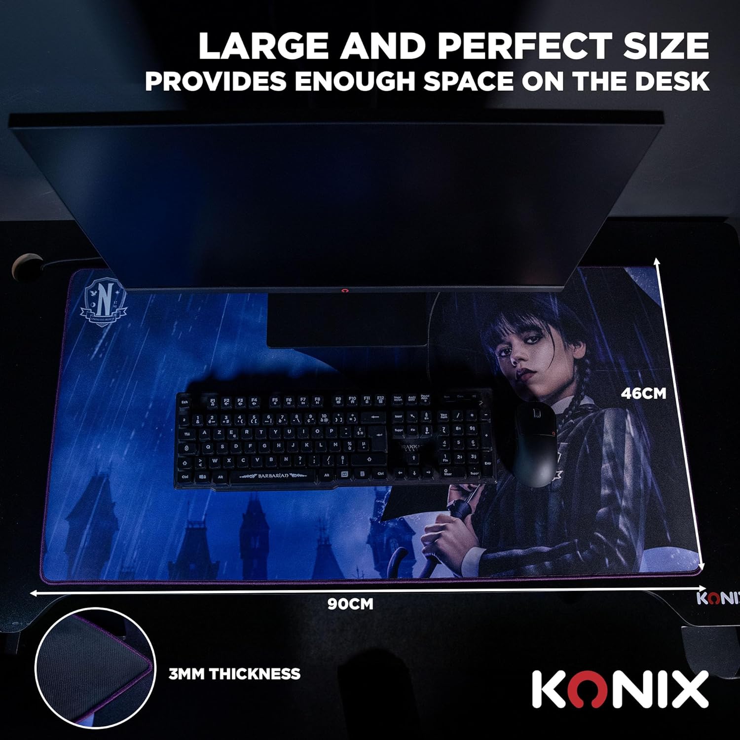 Tapis de Souris Konix Wednesday XXL | PC & Consoles