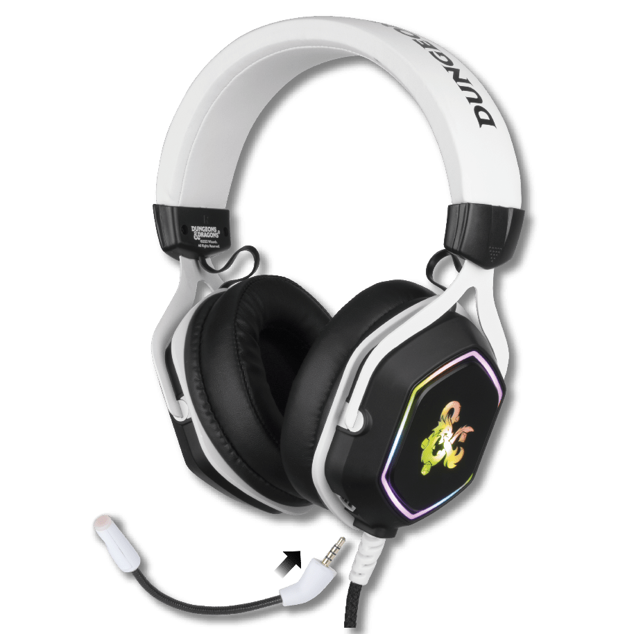 Casque Gaming Konix Dungeons & Dragons Rainbow USB PC – Blanc