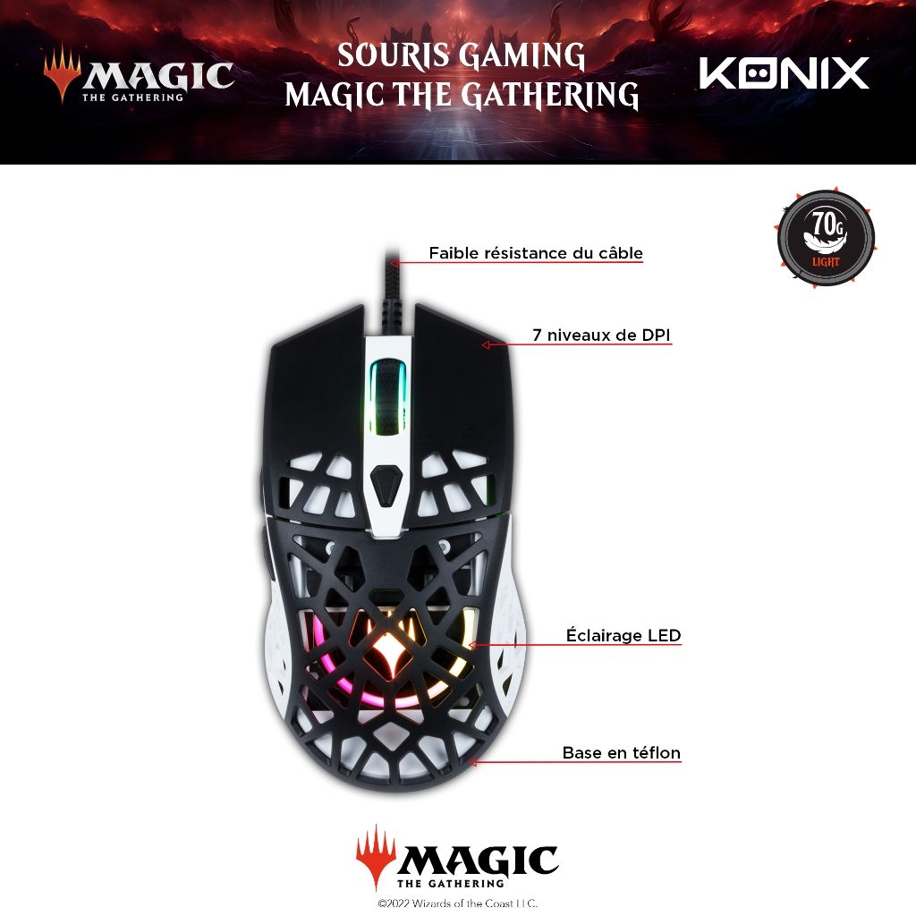 Souris Gaming Konix Magic Ultra Light 70 g RGB PC