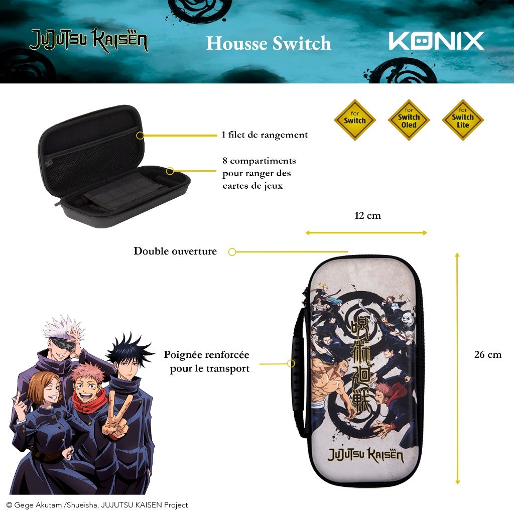 Sac de transport Konix Jujutsu Beige | Jujutsu Kaisen – pour Nintendo Switch & accessoires
