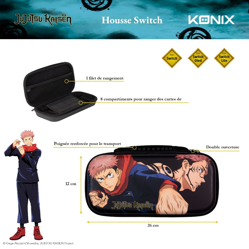 Sac de transport Konix Jujutsu Dark | Jujutsu Kaisen – pour Nintendo Switch & accessoires