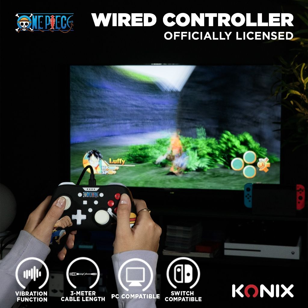 Manette Filaire Konix One Piece Luffy pour Switch et PC