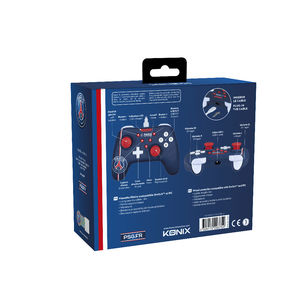 Manette Filaire Konix PSG – Compatible Switch, Switch 2 & PC