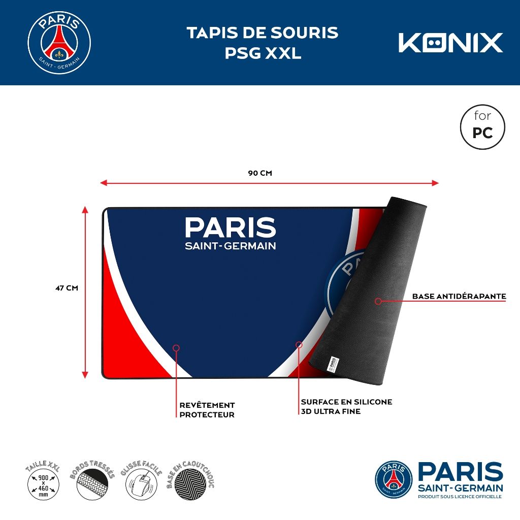 Tapis de souris Konix PSG – PSG – XXL – pour PC et consoles