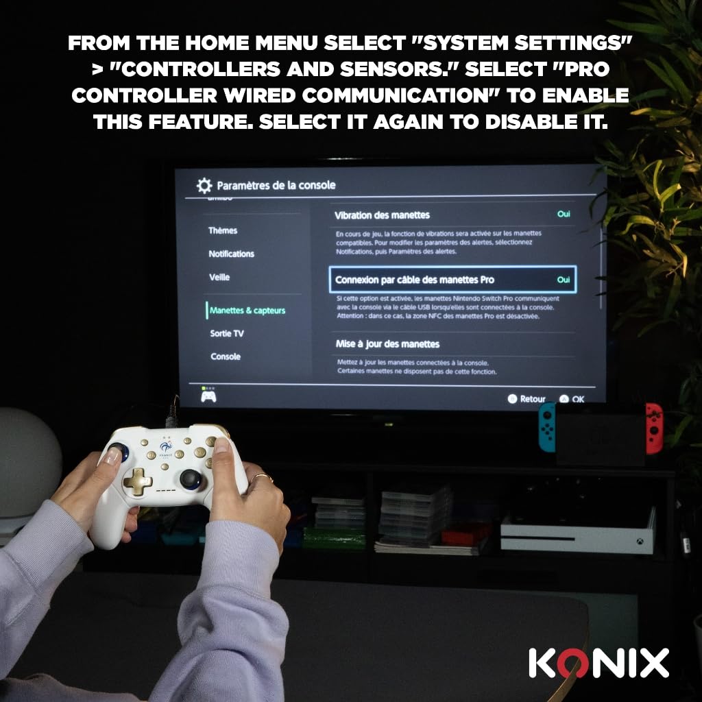 Manette Filaire Konix – Switch & PC | 3 m, Vibration & Capture d’Écran