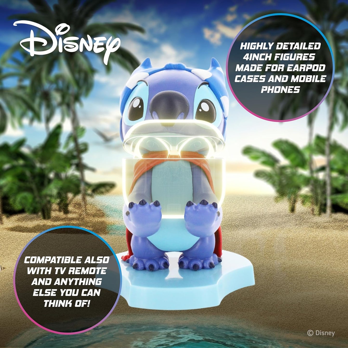 Support Téléphone et Écouteurs Stitch Underpants Hero - Disney